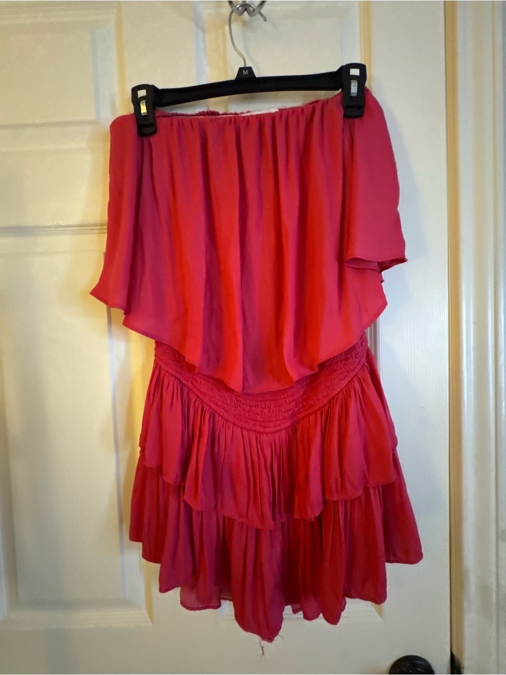 Women's Strapless Ruffled Skirt Romper - Hot Pink